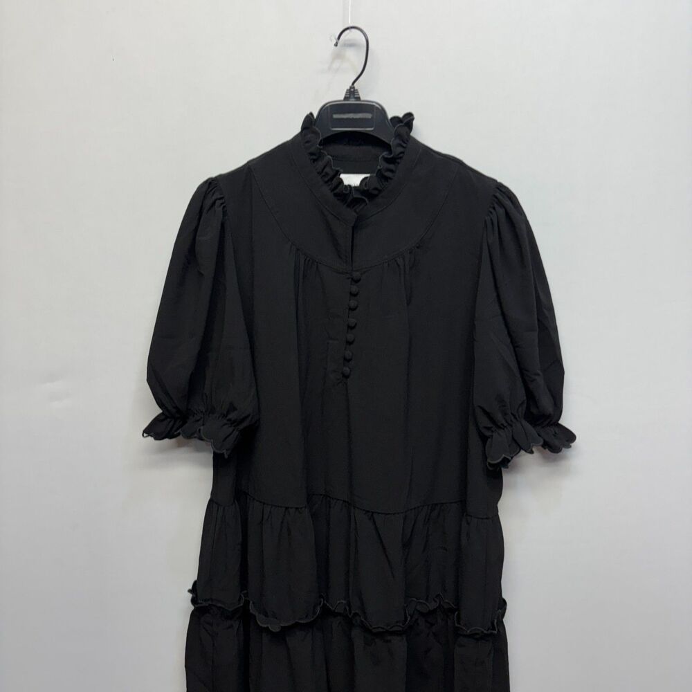 Pomander Place Women Selena Mini Dress Size XXL 2XL Black Puff Sleeve D116 -16 - Picture 12 of 16